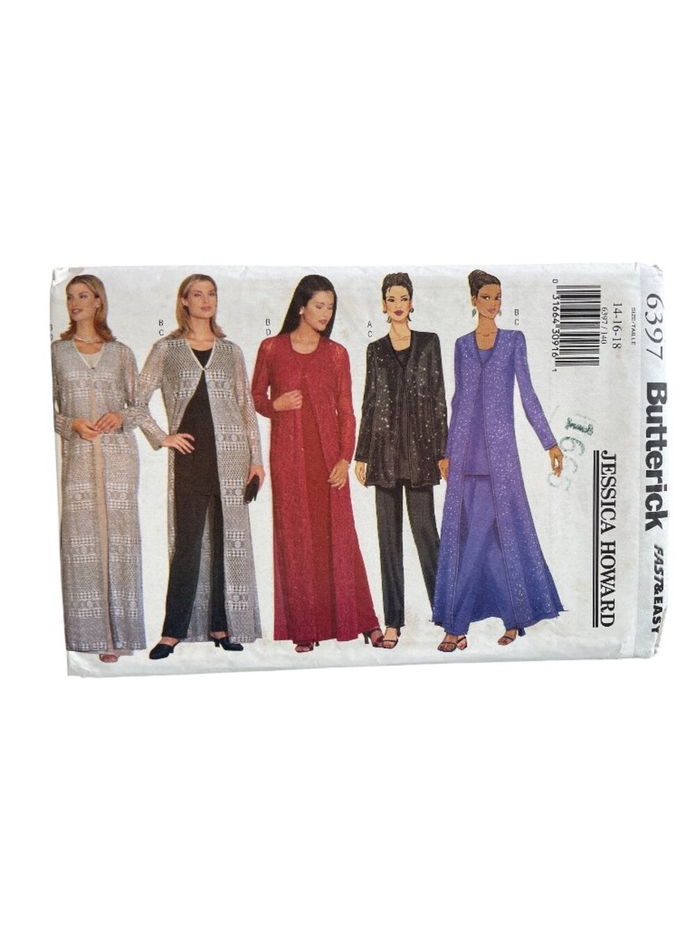 Vintage 90s Butterick 6397 Sewing Pattern Size 14-16-18 Jessica Howard UNCUT